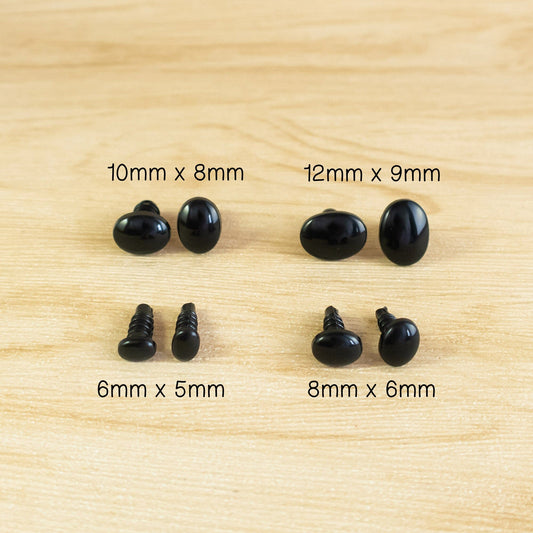 Black oval safety eyes sample pack for amigurumi