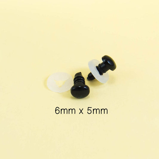 6mm x 5mm black oval safety eyes and noses for craft