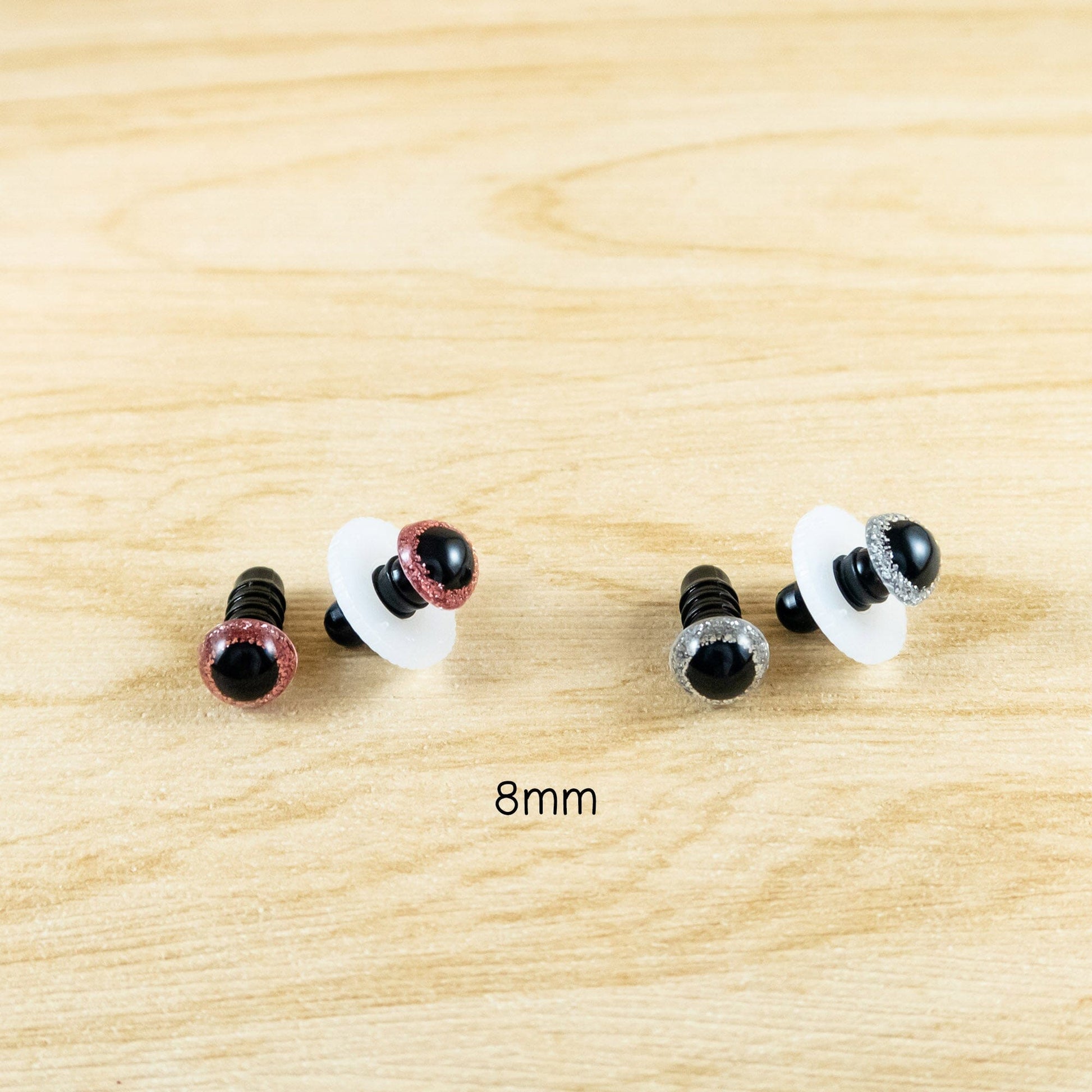 8mm pink and silver glitter eyes for handmade toys