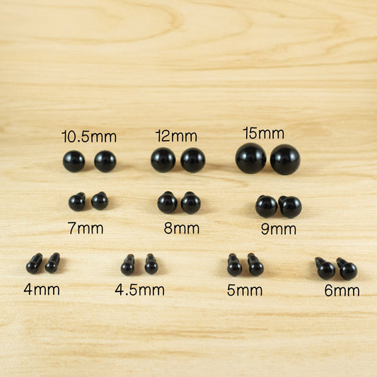 Black safety eyes sample pack assorted sizes