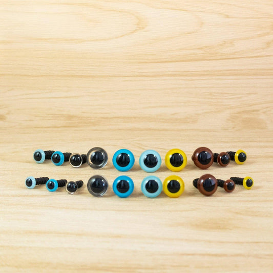 Color safety eyes in 6mm, 8mm, 10mm, 12mm - Clear, blue, light blue, yellow, brown