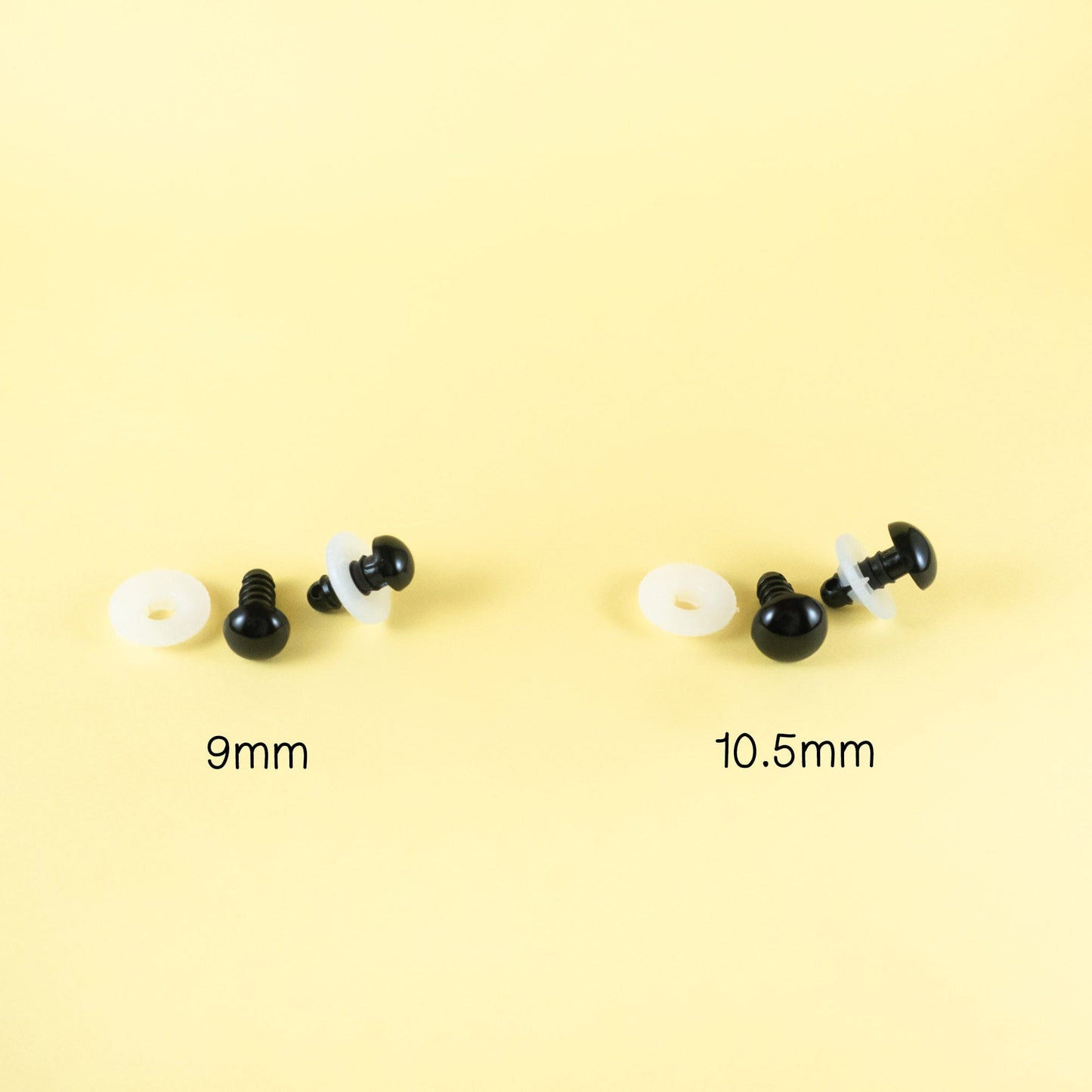 9mm and 10.5mm black safety eyes for handmade dolls and plush