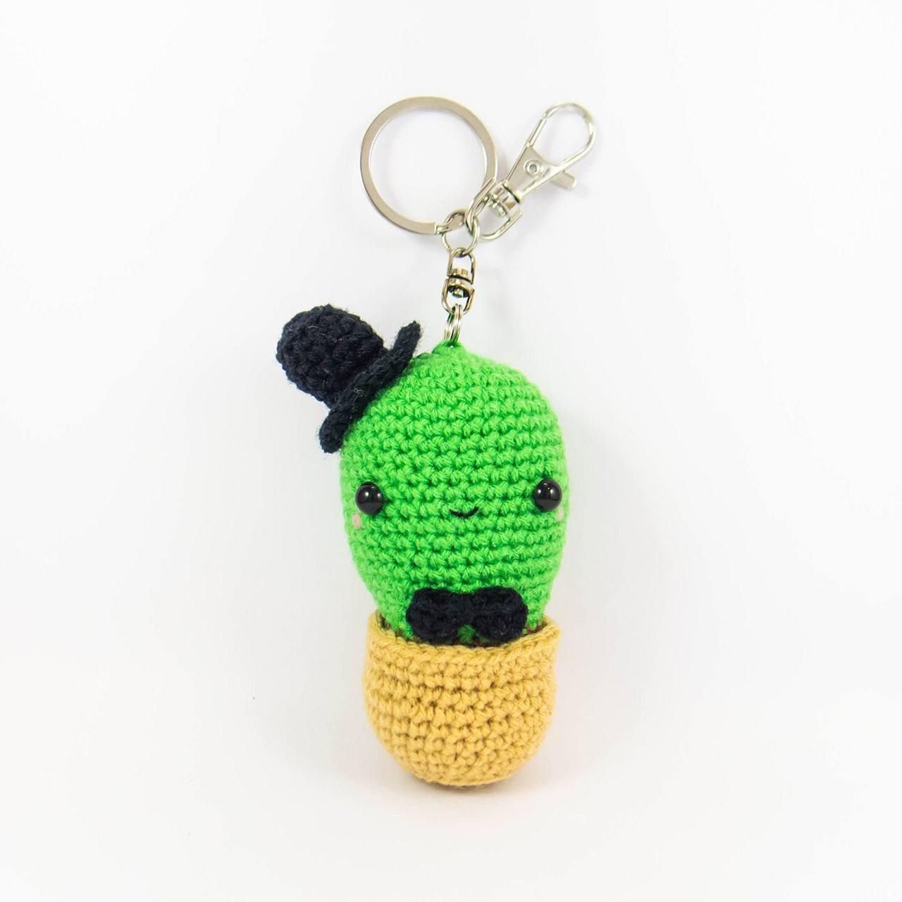 Crochet Cactus with bowtie amigurumi