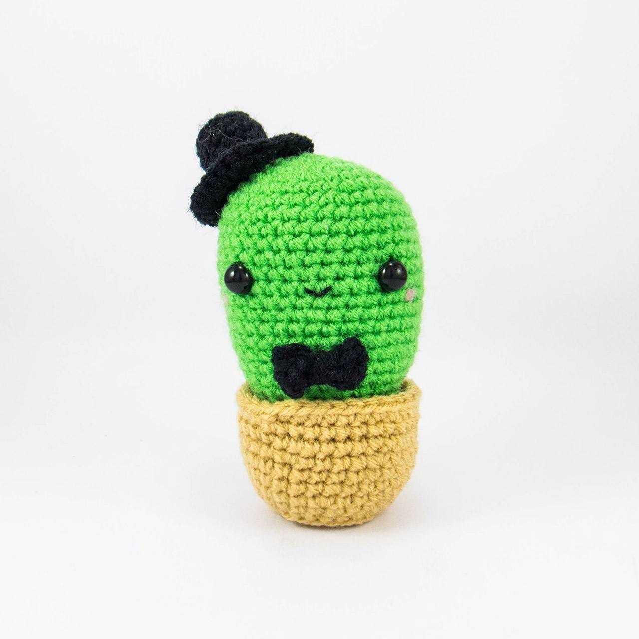 Amigurumi Cactus Crochet With Bow Tie