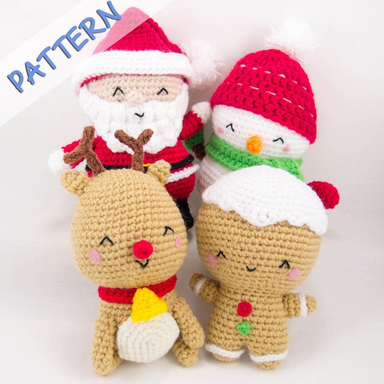 Christmas Crochet Patterns Set of 4 (Snowman, Gingerbread Man, Reind Free Christmas Crochet Patterns
