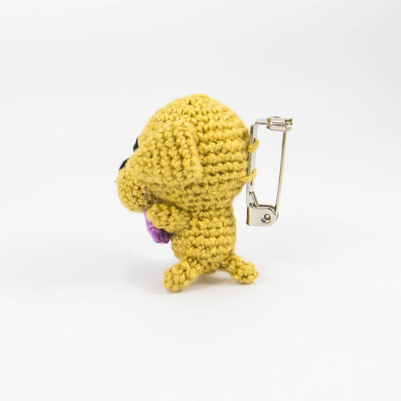 Crochet Dog Brooch Side View