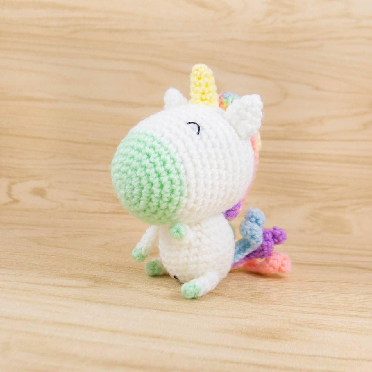 crochet unicorn plush in green