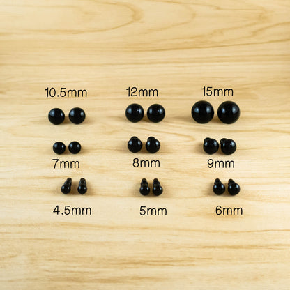 black safety eyes 4.5mm to 15mm for amigurumi
