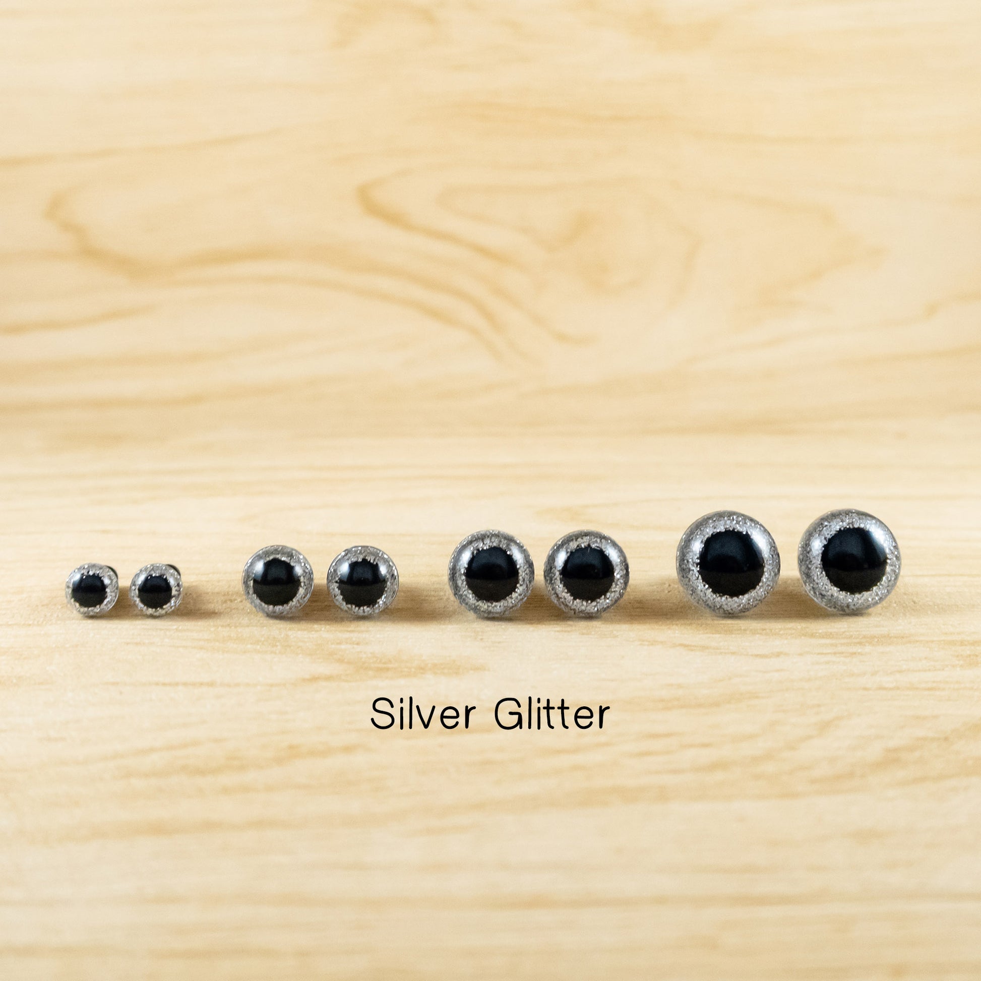 Silver glitter safety eyes for crochet toys