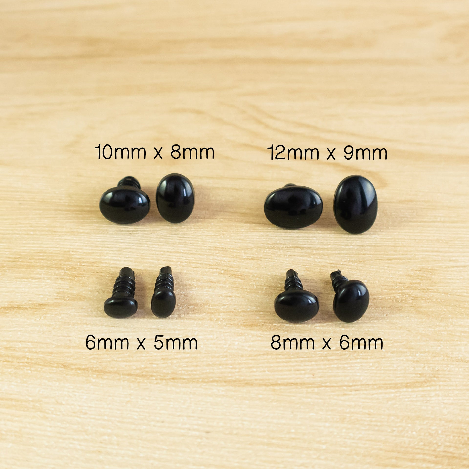 12mm White Safety Eyes with Black Centers - 5 Pairs