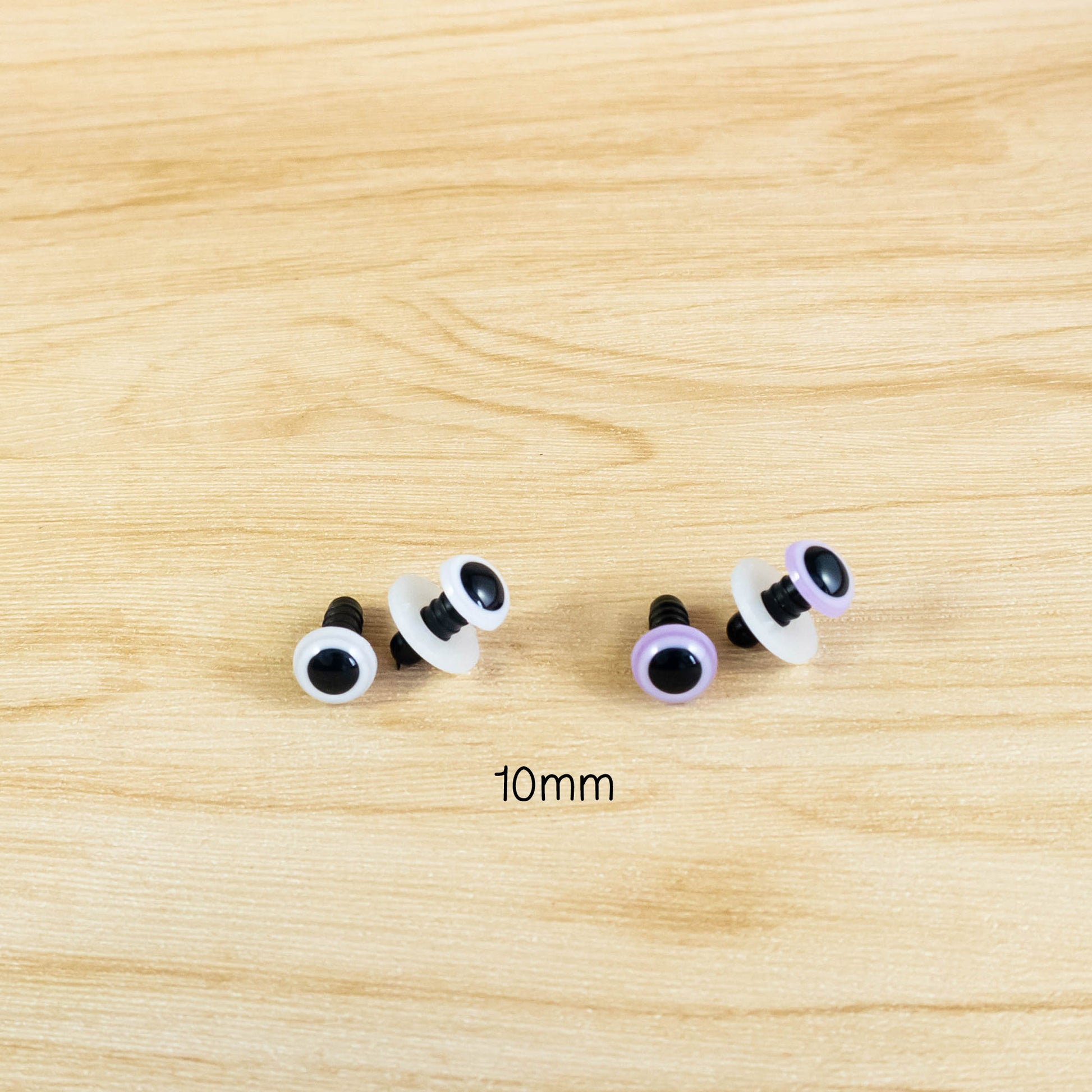 10mm white toy eyes and 10mm purple toy eyes