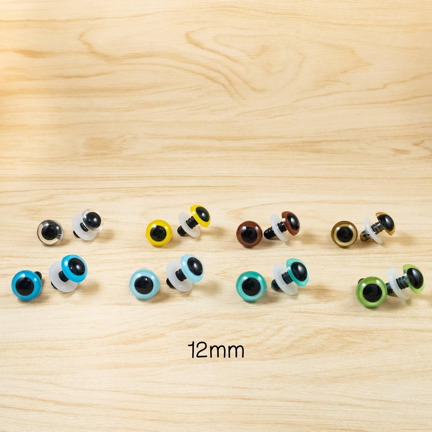 12mm colour safety eyes for amigurumi - yellow, clear, blue, brown
