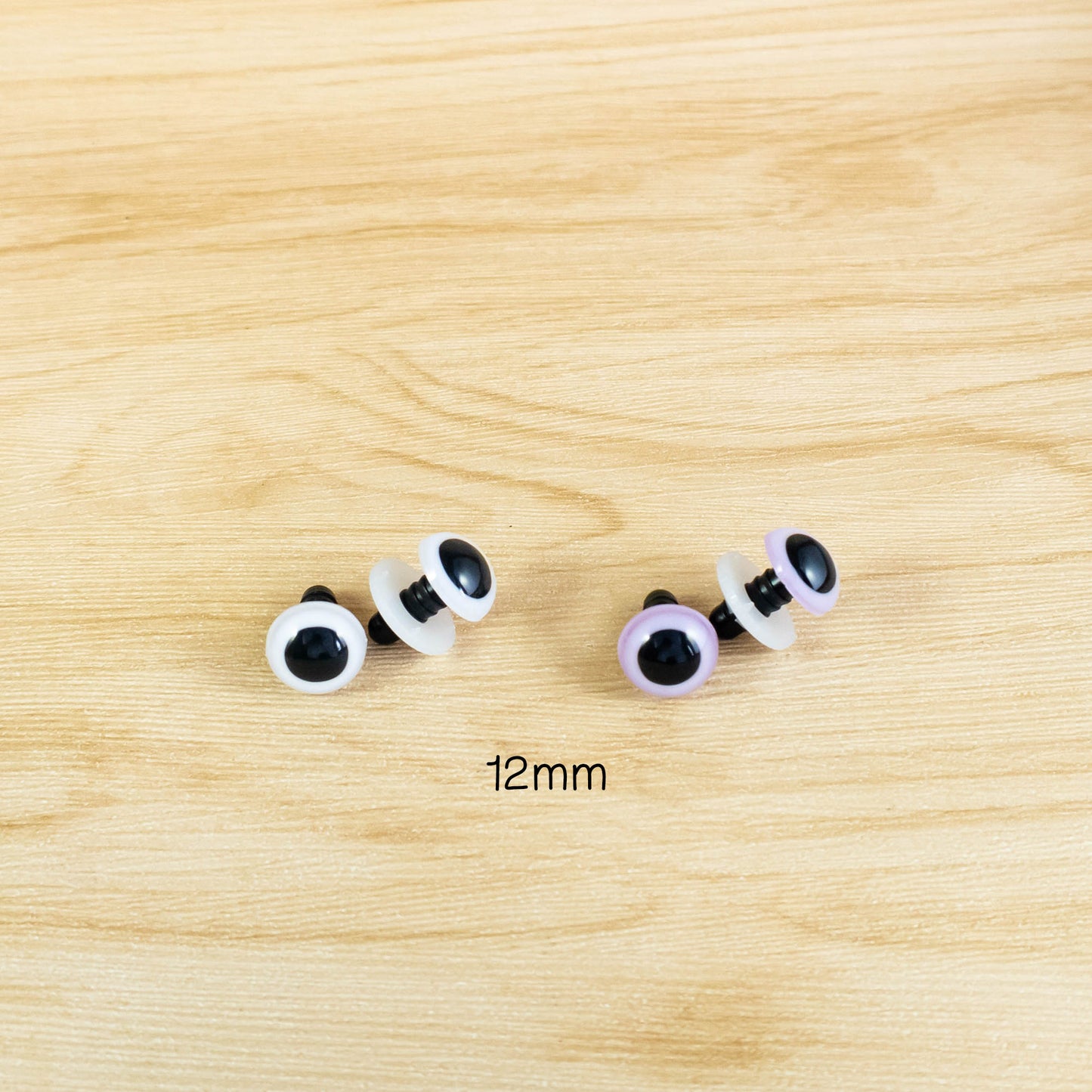 12mm white toy eyes and 12mm purple toy eyes for teddy bears