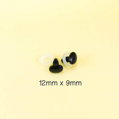12mm x 9mm oval safety eyes with washer fixed