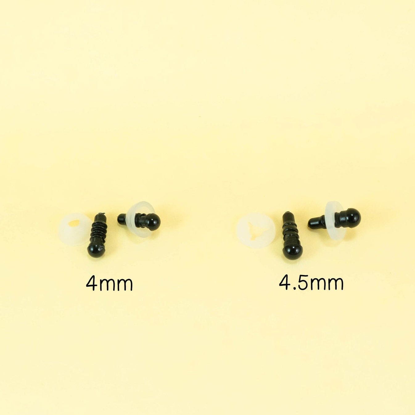 Black Safety Eyes Sample Pack 4mm to 15mm, 5 pairs each size