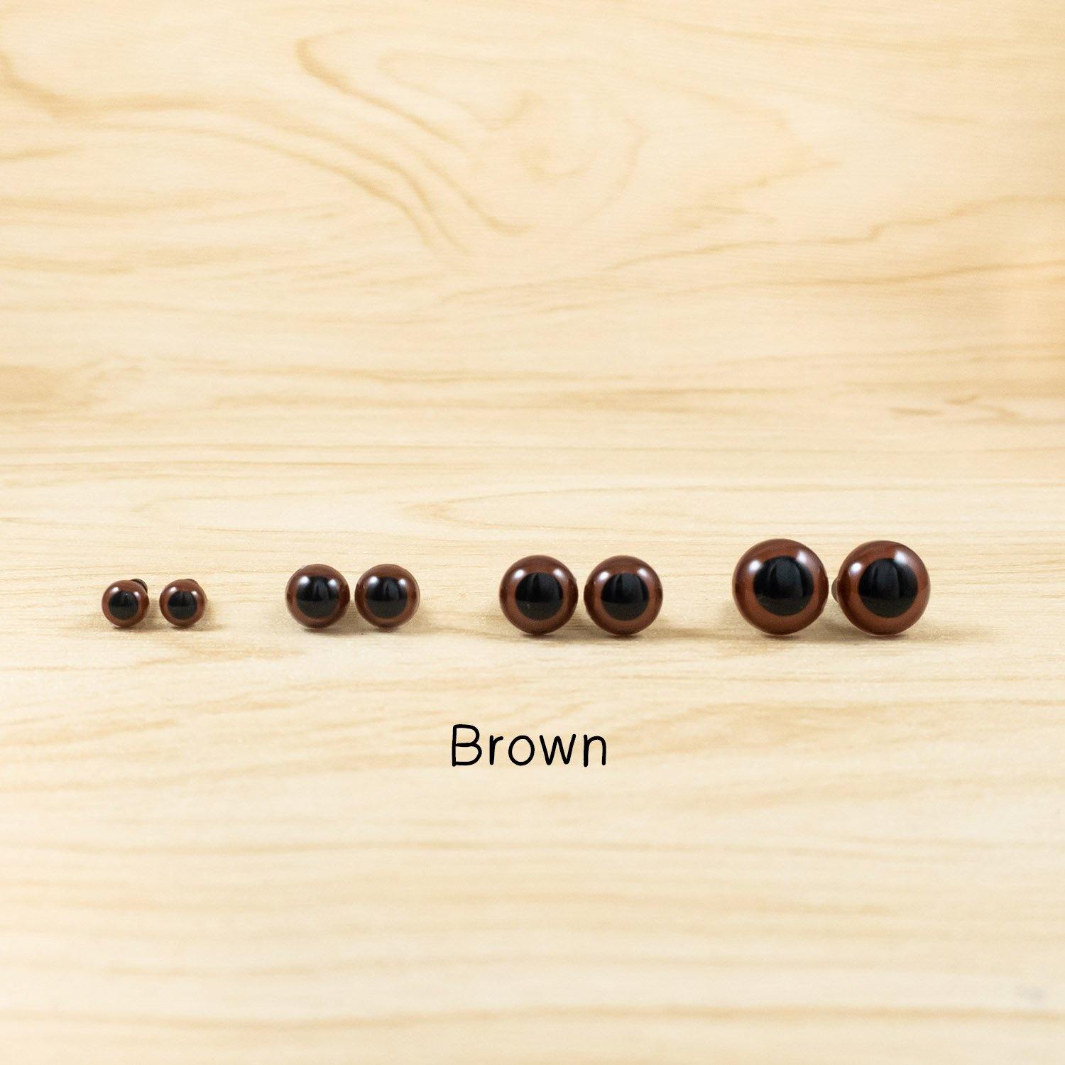 Brown Safety Eyes for teddy bears - 6mm, 8mm, 10mm, 12mm