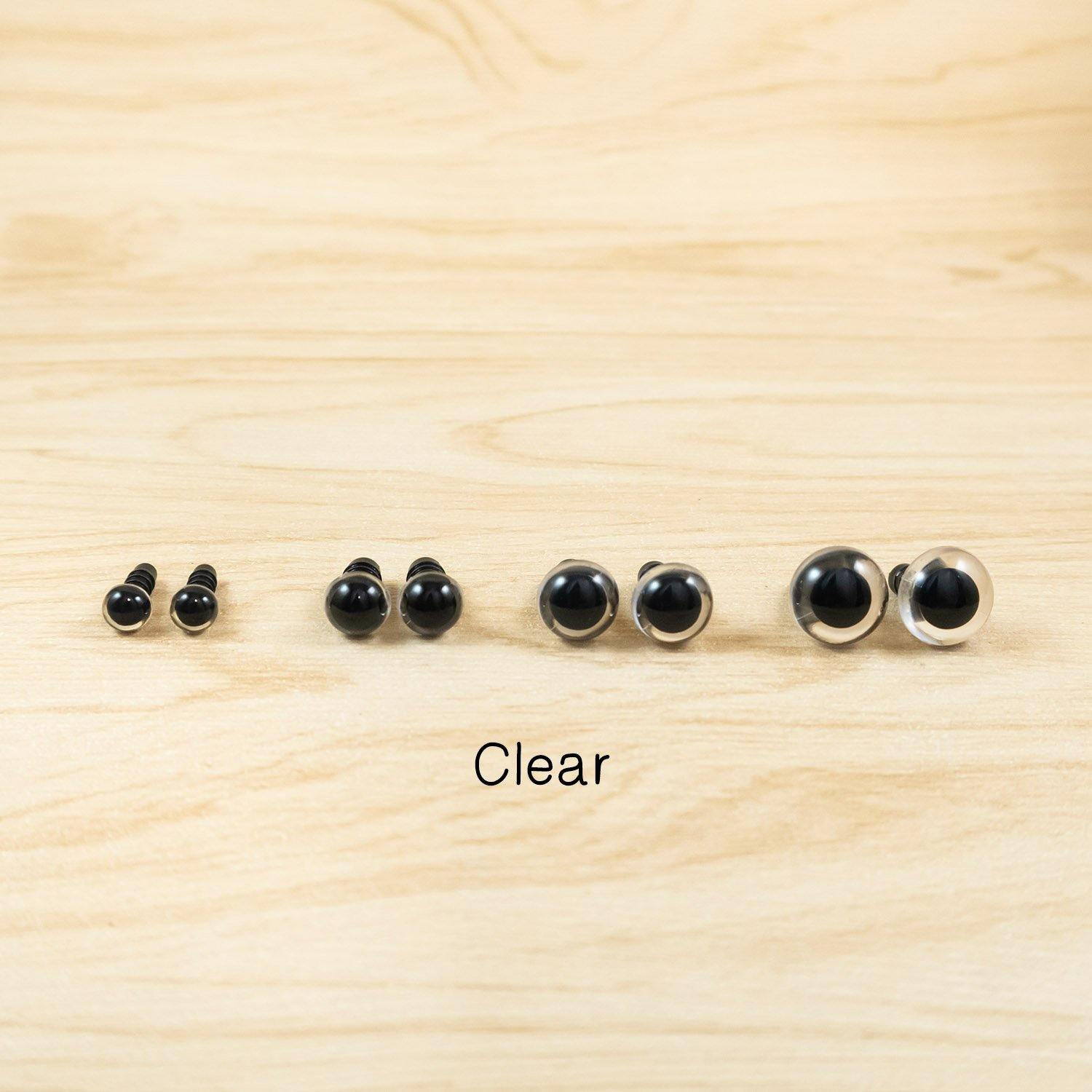 Clear Safety eyes for amigurumi plush - 6mm, 8mm, 10mm, 12mm