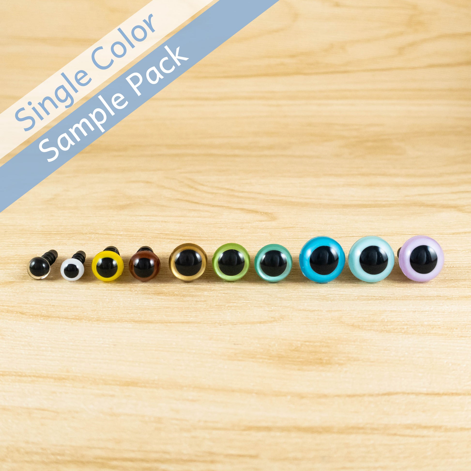 Color Safety Eyes Sample Pack - Single Color in 4 Sizes, 3 pairs each –  Snacksies Handicraft