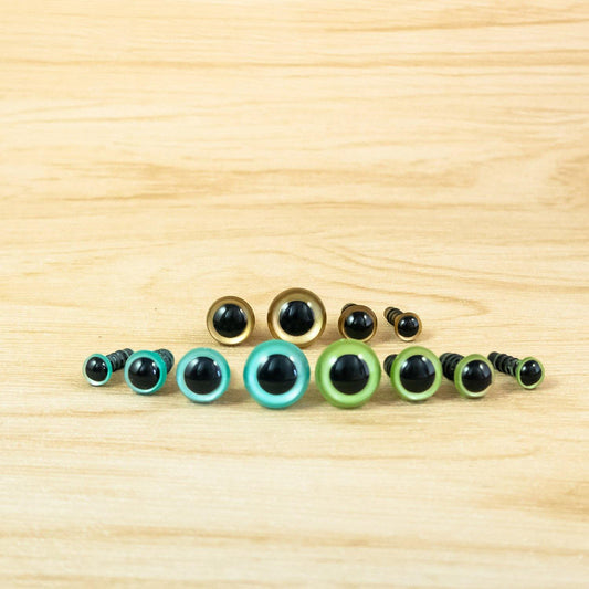 Pearl Colour safety eyes in 6mm, 8mm, 10mm, 12mm - Pearl Green, Pearl Blue, Gold