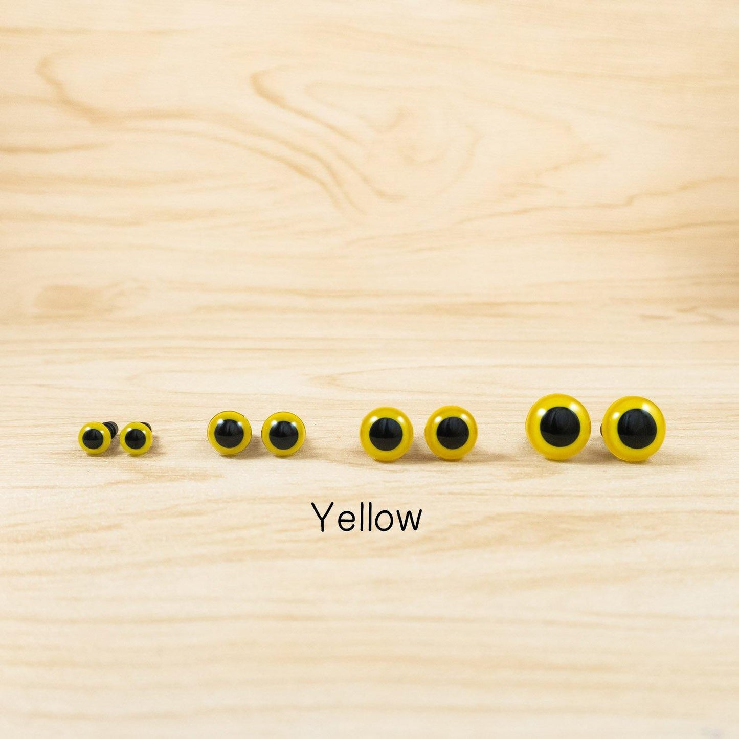 Yellow Safety eyes for handmade craft stuffed animals - 6mm, 8mm, 10mm, 12mm