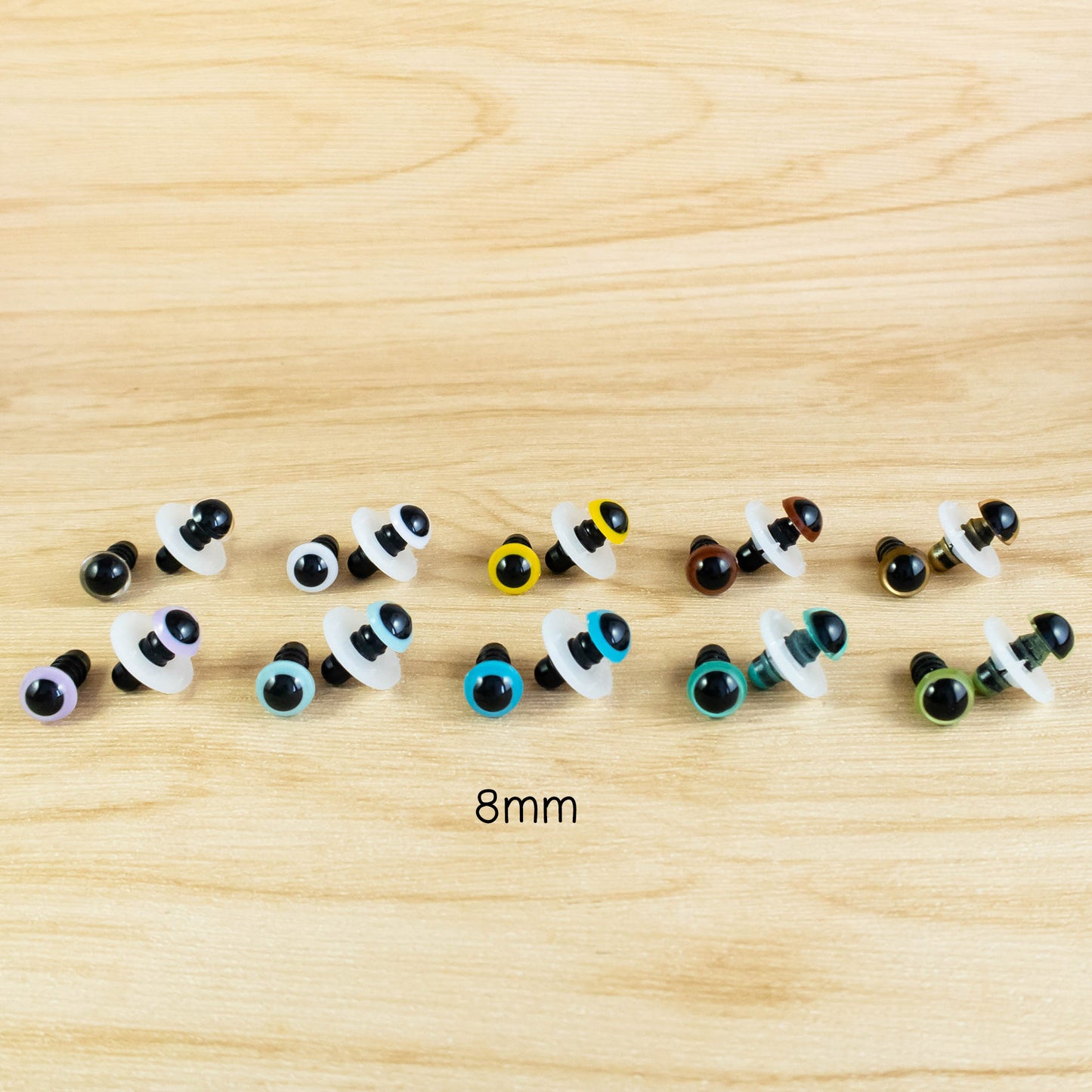 8mm colour craft eyes for handmade toys