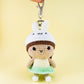 Girl Doll Wearing Bunny Hat with Keychain attached
