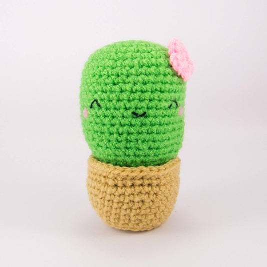 amigurumi cactus plush with flower