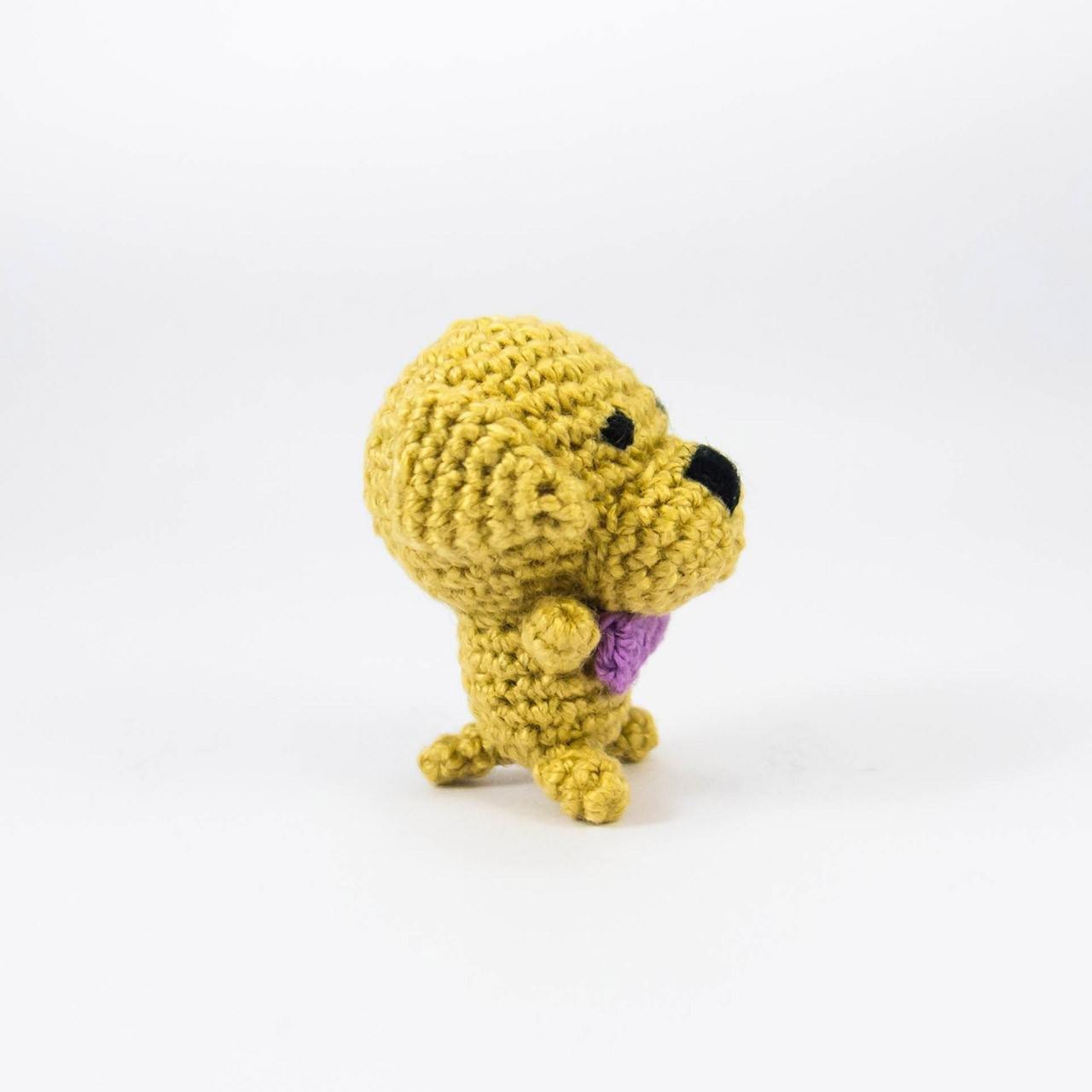 Crochet Dog Miniature for Doll House Side View