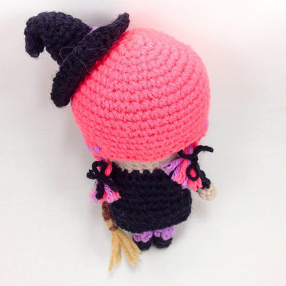 Crochet witch plush for halloween back view