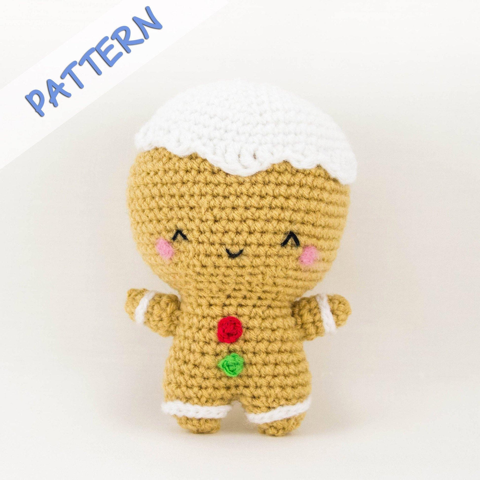 Ginger the Gingerbread Man Crochet Amigurumi Pattern – Snacksies Handicraft