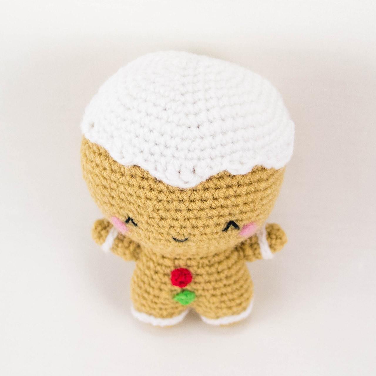 Crochet Gingerbread Man Amigurumi Pattern for DIY Christmas Gifts Top View