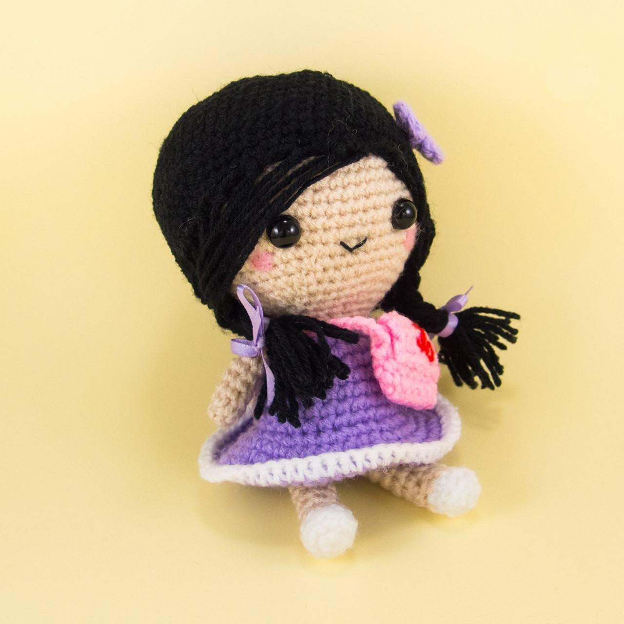 Crochet Doll with Bag Side View