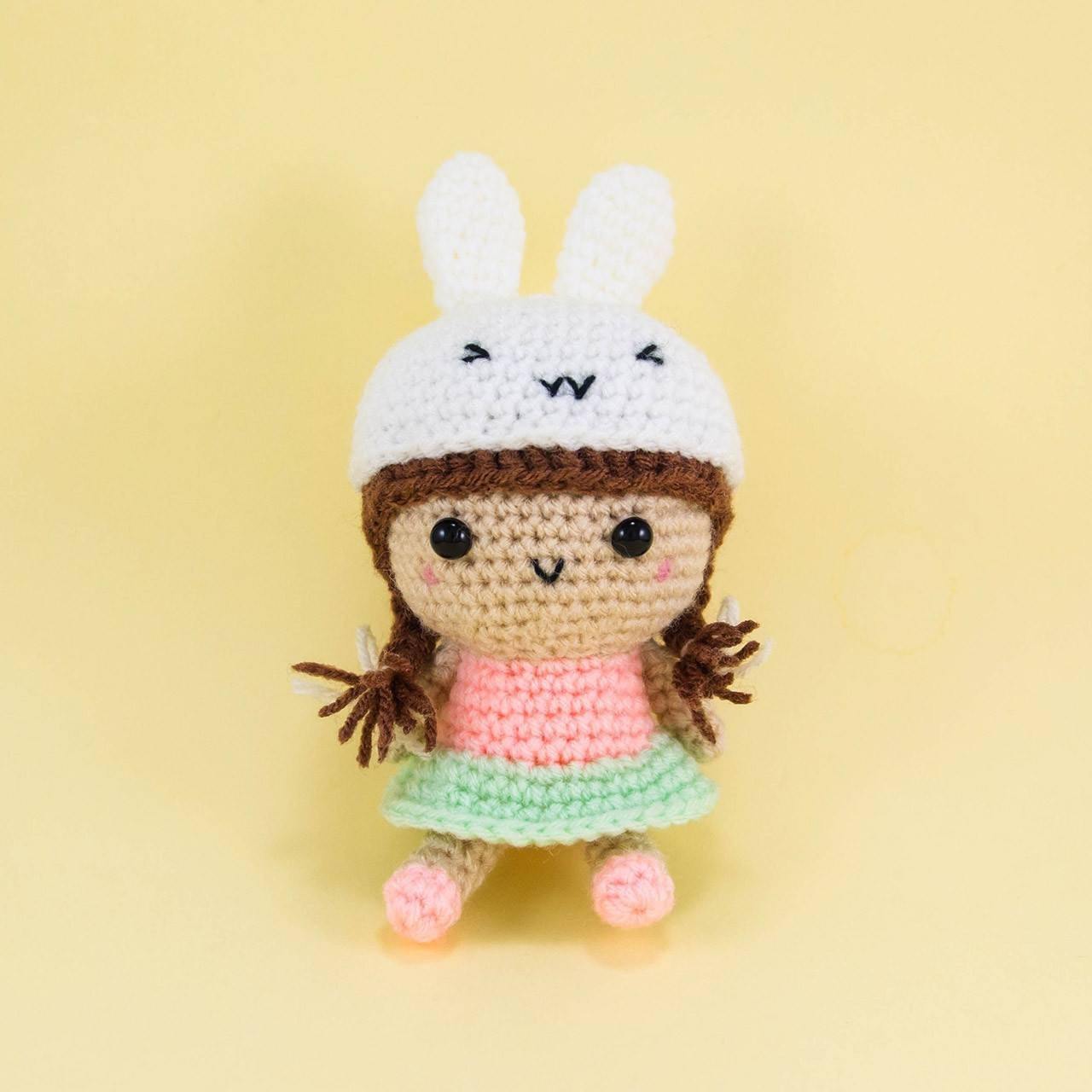 Crochet Girl Wearing Bunny Hat Amigurumi