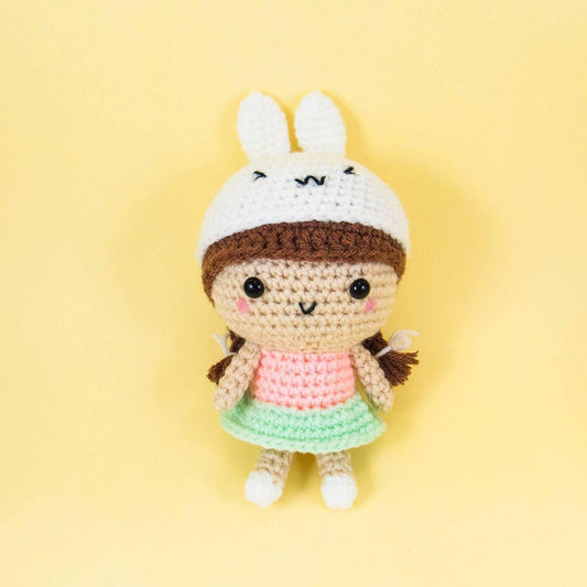 Girl Doll Wearing Bunny Hat Amigurumi
