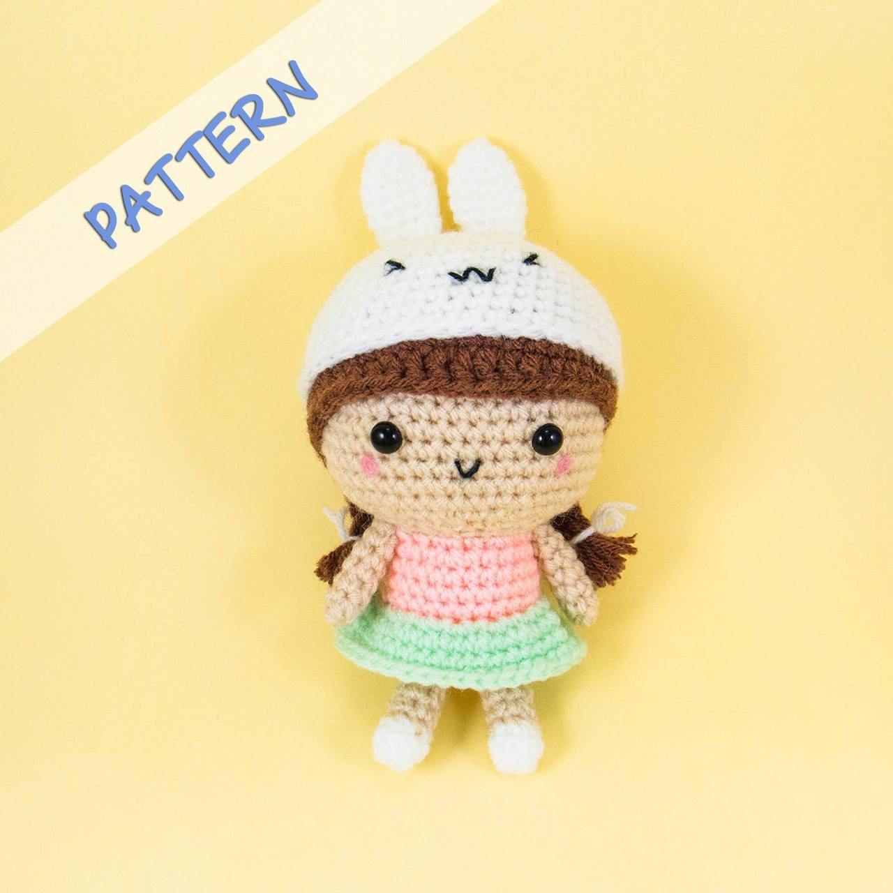 Girl with Bunny Hat Amigurumi Pattern - Snacksies Handicraft