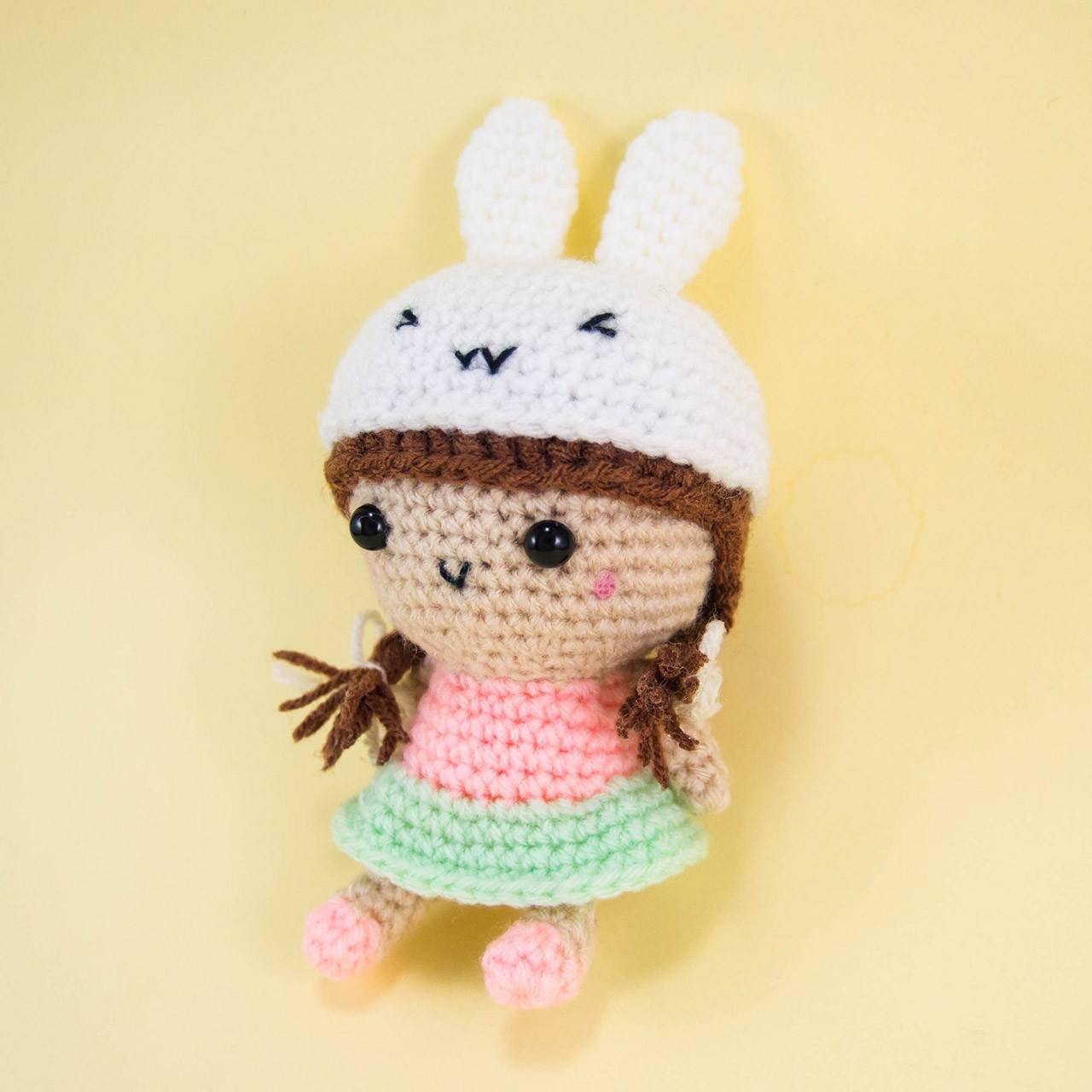 Crochet Doll - Girl Wearing Bunny Hat