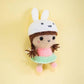 Crochet Doll with Bunny Hat and Pink Top