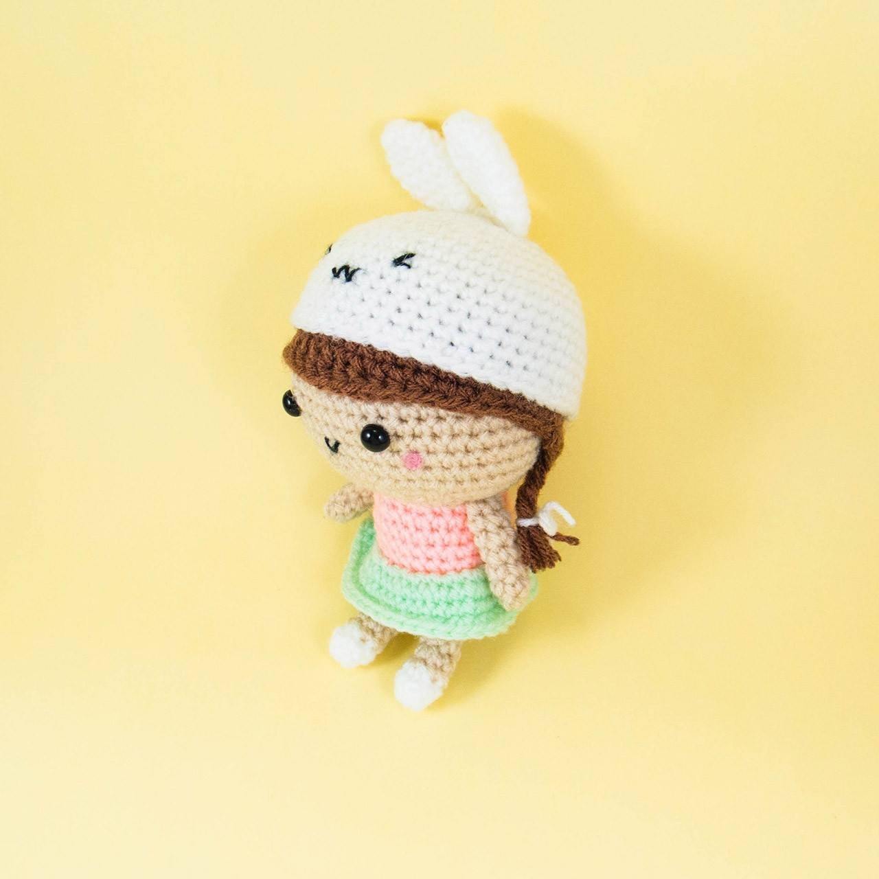 Girl with Bunny Hat Amigurumi Pattern - Snacksies Handicraft