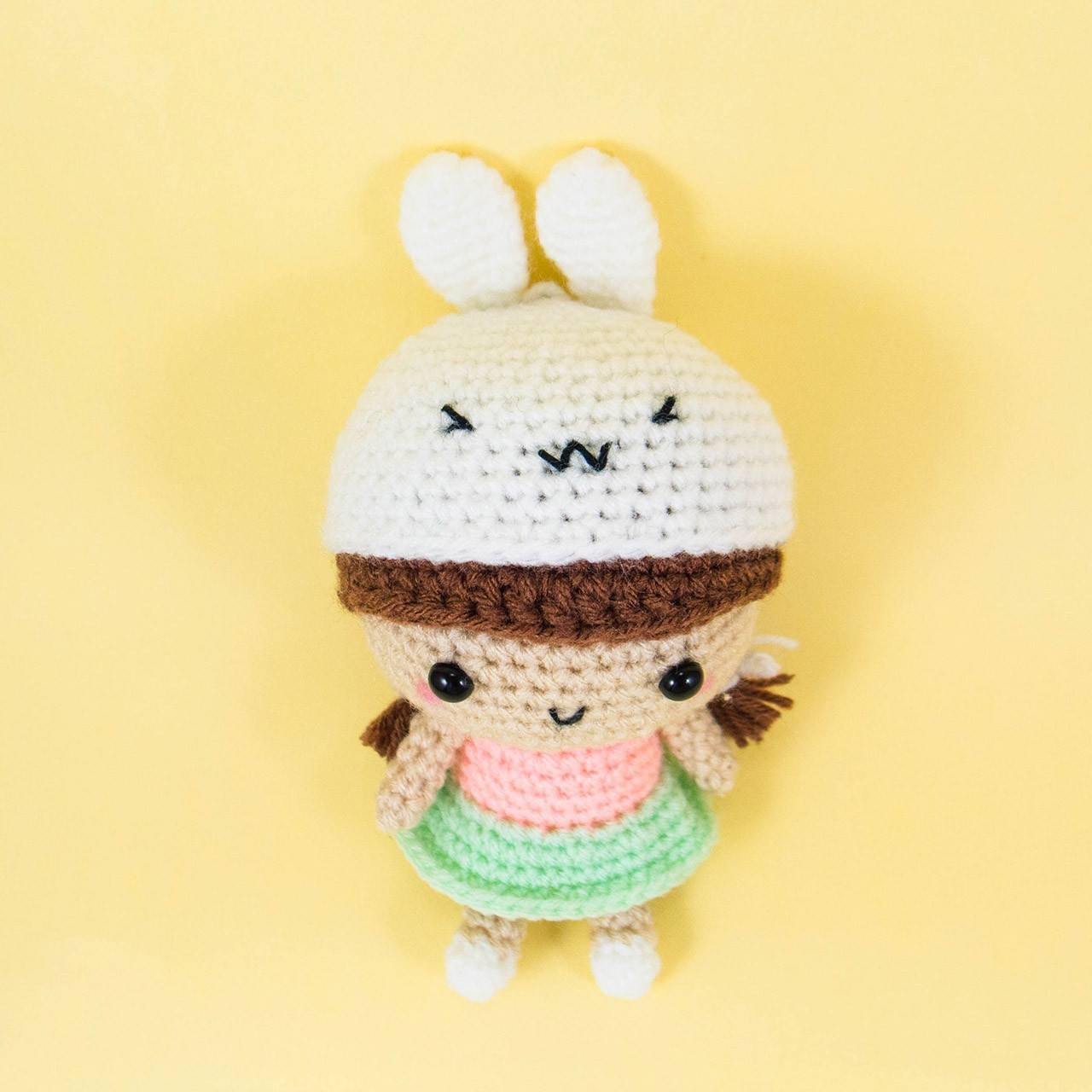 Girl with Bunny Hat Amigurumi Pattern - Snacksies Handicraft