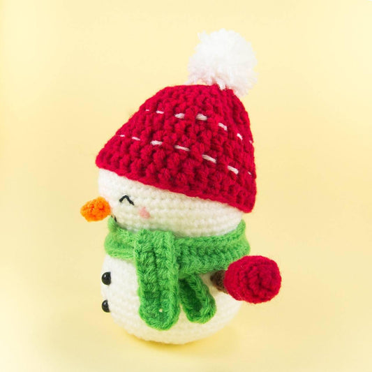 Crochet Snowman Plush for Christmas Side View