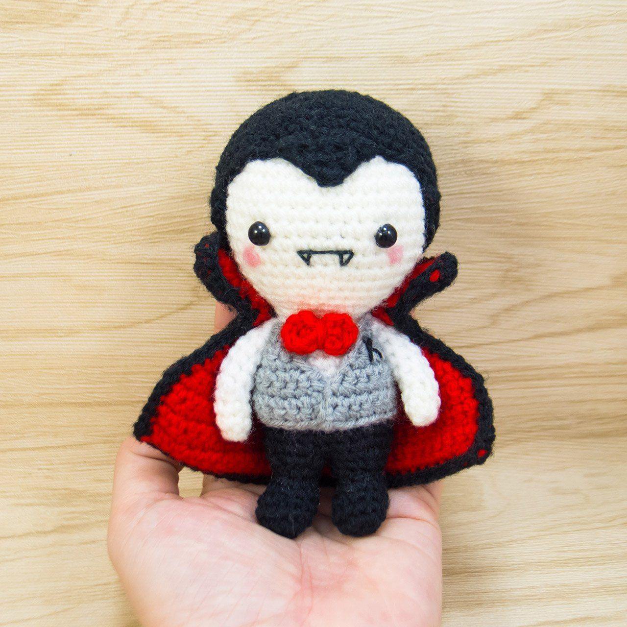Crochet vampire plush for halloween decor