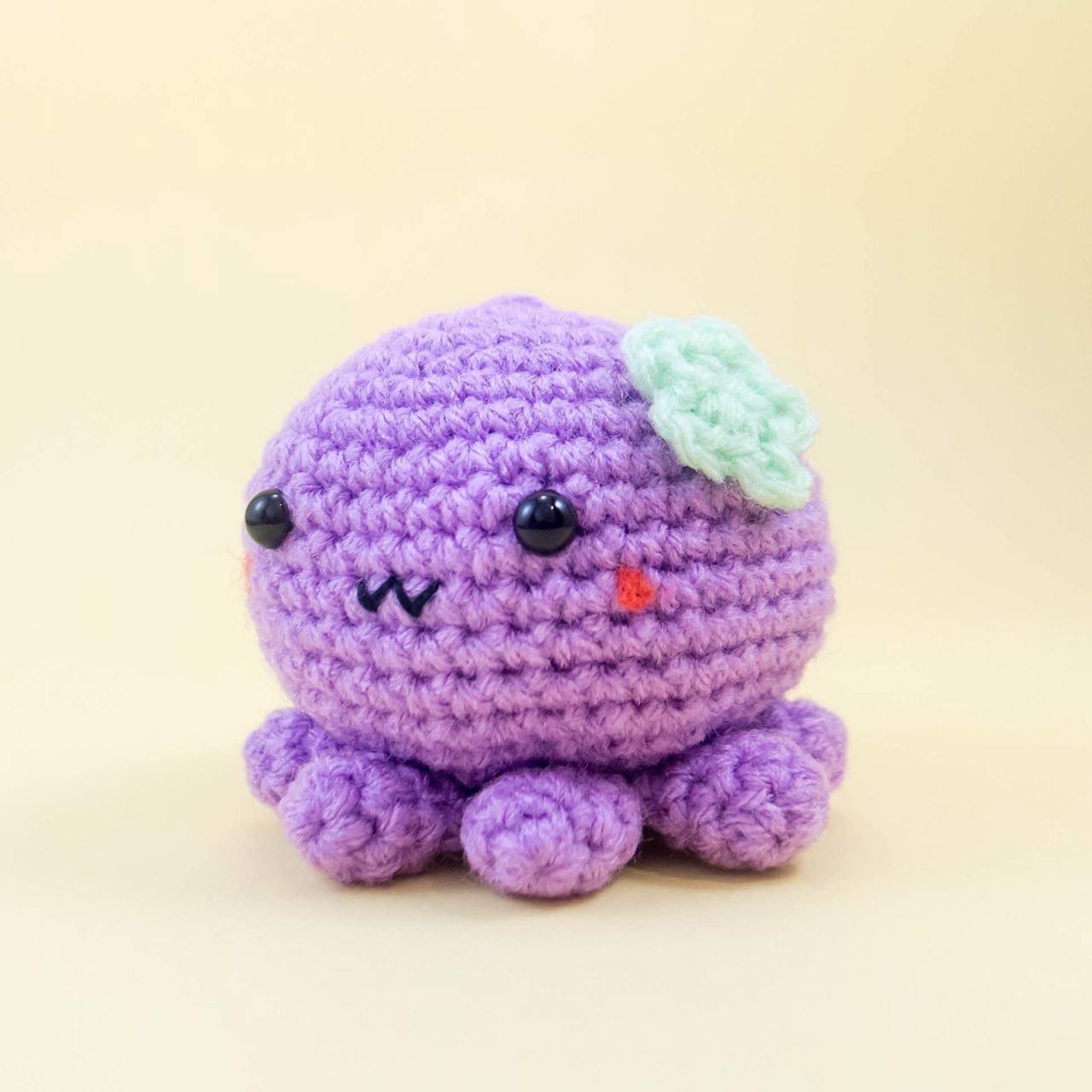 Crochet Octopus Plush in Purple For Desk Decor