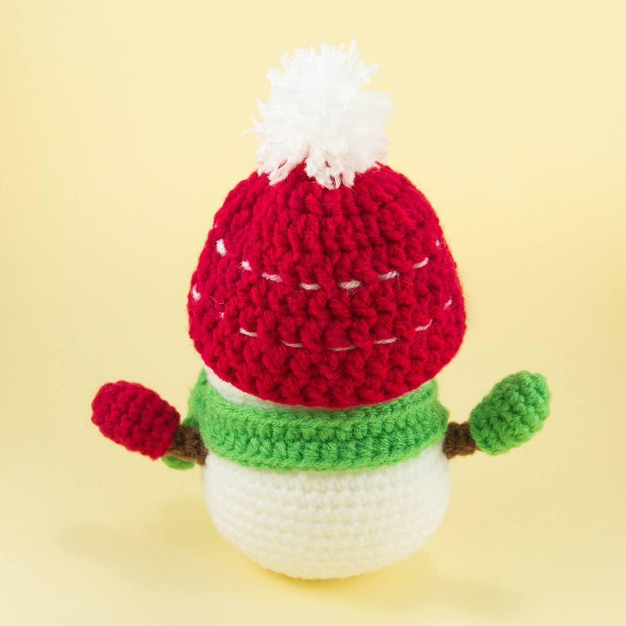Crochet Snowman Plush Pattern for Christmas Side View